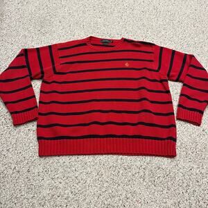 Lauren Ralph Lauren Vintage Striped Sweater Sz XL Preppy Nautical Coastal Cotton